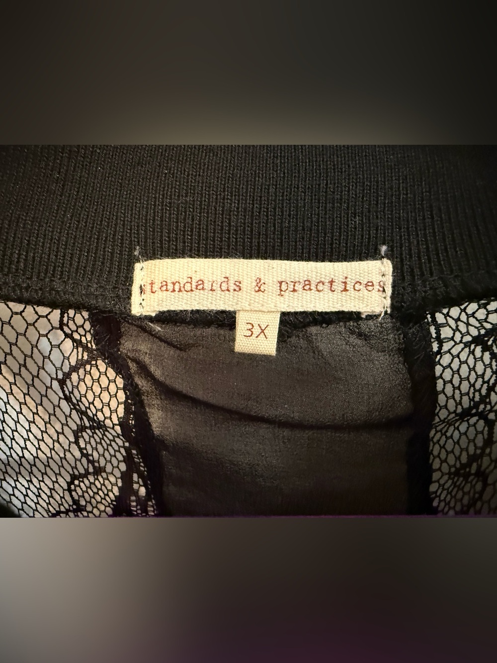 Standards & Practices Sheer Black Lace Zip Bomber Jacket Size 3X - Picture 3 of 3